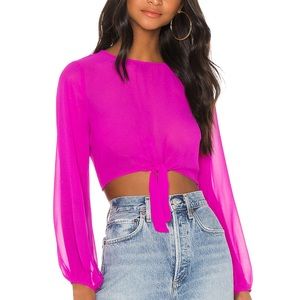 Sheer Superdown Tie Front Top